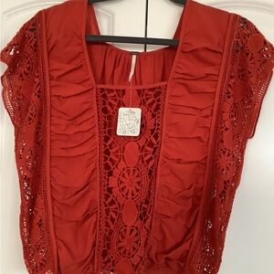 Red Lace Women's Top